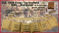 U.S. 1898 Krag Rifle Bandolier w/ Inserts & Tabs 