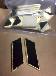 Russian Collar Tabs in Black with Gold Edging - 10 pc pack