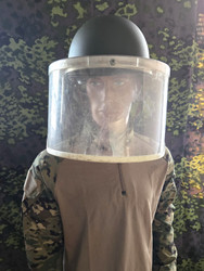 Polycarbonate Riot Face Shield, Unissued, Fits US M1 Steel Helmets Polycarbonate Riot Face Shield, Unissued, Fits US M1 Steel Helmets