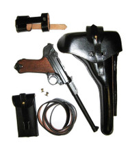 Luger Artillery Holster Rig without Stock, Black Leather Luger Artillery Holster Rig without Stock, Black Leather