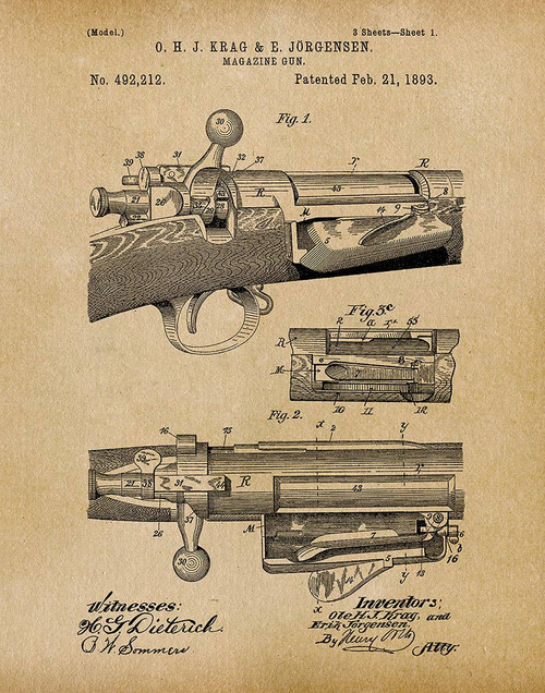 Magazine Gun 1893 Patent Art Print