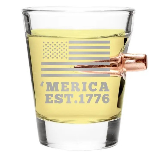 .308 Caliber Bullet Shot Glass - 'Merica EST. 1776 engraved .308 Caliber Bullet Shot Glass - 'Merica EST. 1776 engraved