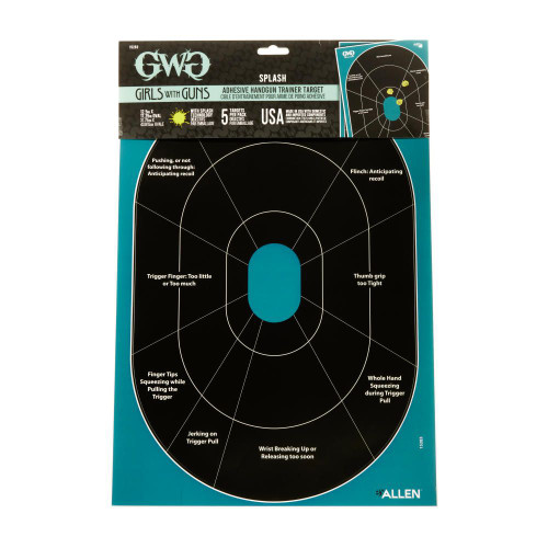 Girls With Guns® Adhesive Splash Reactive Paper Shooting Targets, Handgun Trainer, 12"W x 18"H, 5-Pack, Black/Teal Girls With Guns® Adhesive Splash Reactive Paper Shooting Targets, Handgun Trainer, 12"W x 18"H, 5-Pack, Black/Teal