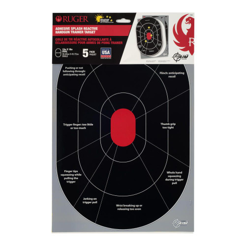 Ruger® Splash Adhesive Paper Shooting Targets, Handgun Trainer, 12"W x 18"H, 5-Targets Per Pack Ruger® Splash Adhesive Paper Shooting Targets, Handgun Trainer, 12"W x 18"H, 5-Targets Per Pack