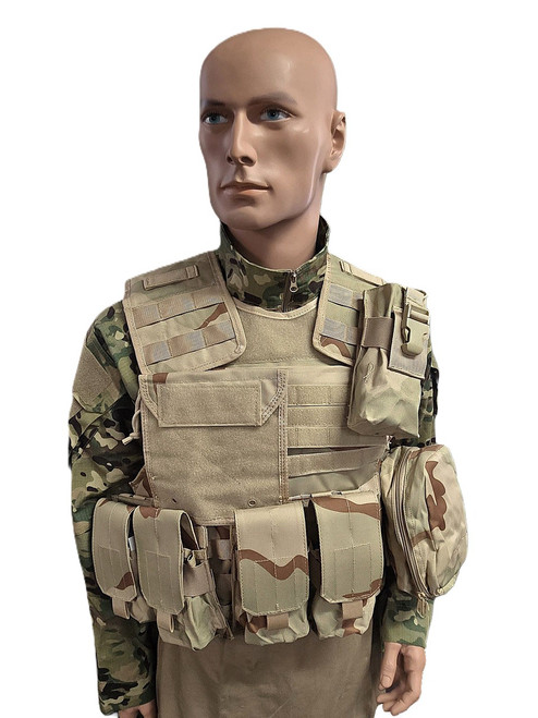 Desert Assault Vest w/ Pouches  XL size