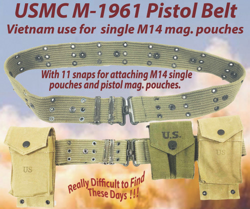 USMC M1961 Pistol Belt, Original  USMC M1961 Pistol Belt, Original