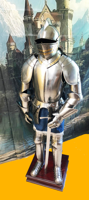 Medieval 'Black Douglas' Suit of Armor w/ Armature & Wood Base