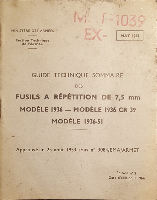 French Mas 36, Mas 36/51 and CR39 Rifle SB018 French Mas 36, Mas 36/51 and CR39 Rifle SB018