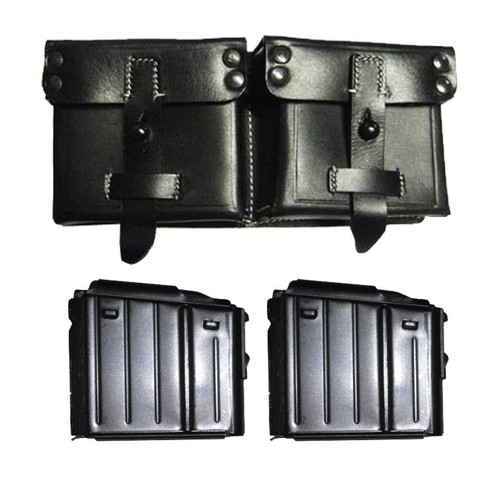 G-43 Double Pouch w/2 Mags, Leather Repro 10rnd G-43 Double Pouch w/2 Mags, Leather Repro 10rnd