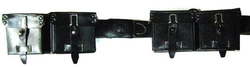 G-43 Wehrmacht Belt with Buckle & Two Double Leather Pouches