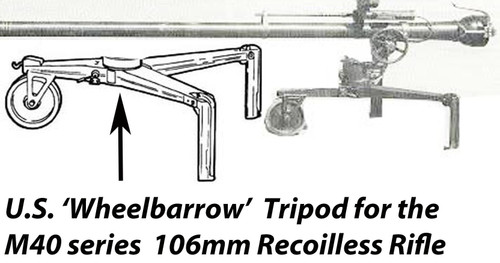 U.S. Wheelbarrow Tripod for the M40 series 106mm Recoilless Rifle U.S. Wheelbarrow Tripod for the M40 series 106mm Recoilless Rifle