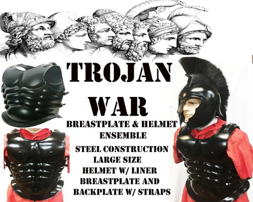 Trojan Breast Plate Set and Helmet with Crop Ensemble Trojan Breast Plate Set and Helmet with Crop Ensemble