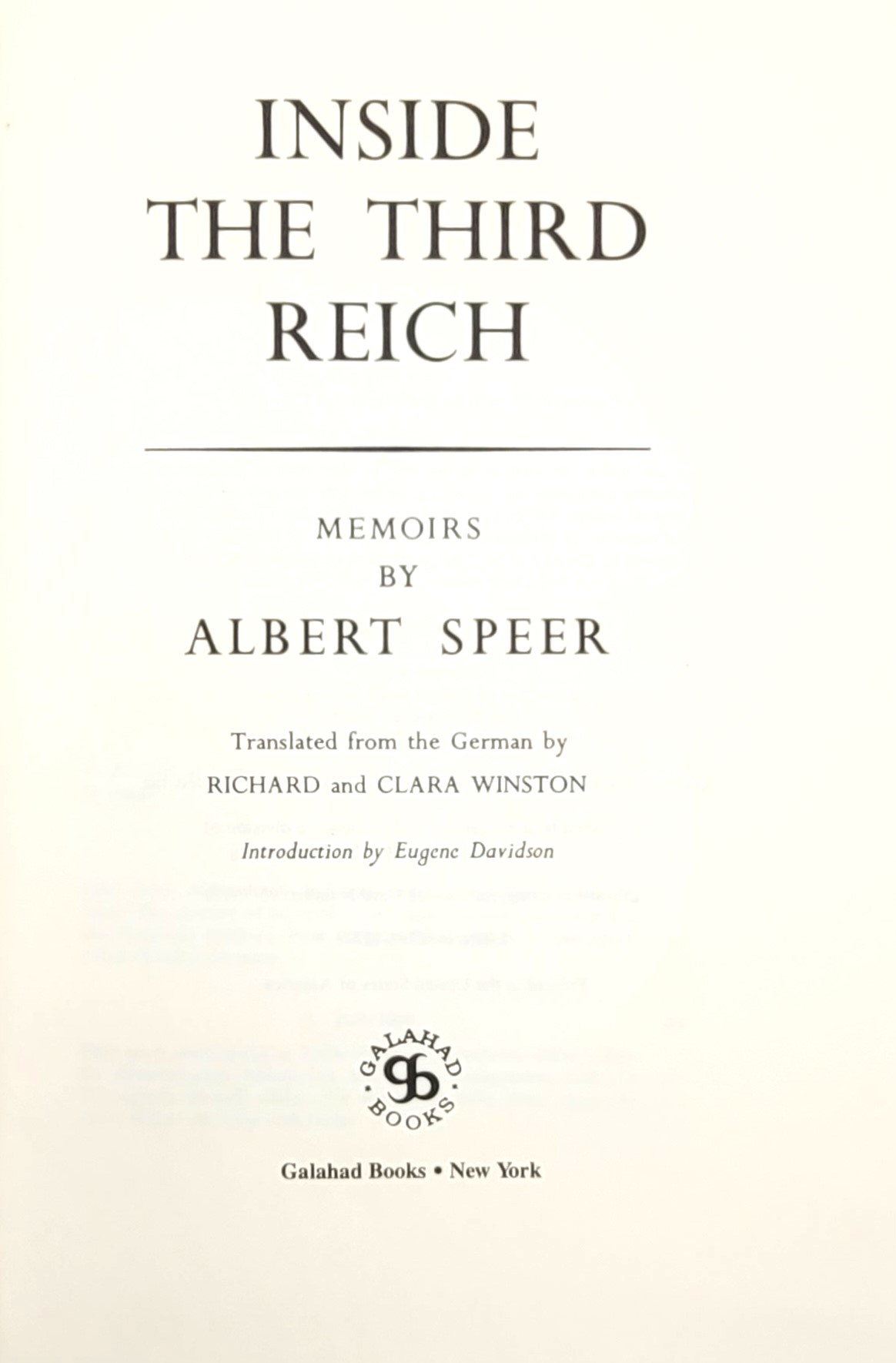 Inside the Third Reich, Memoirs by Albert Speer - SARCO, Inc