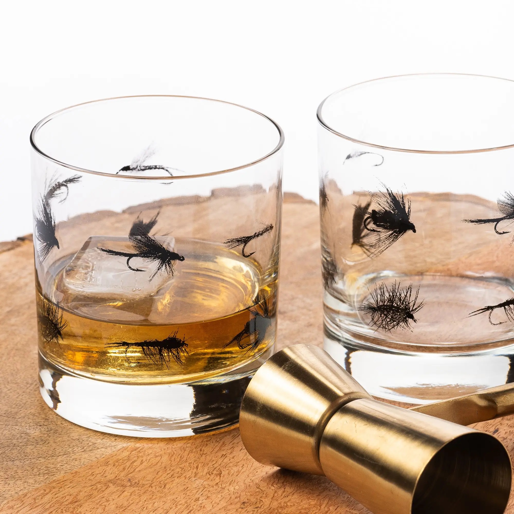 Fly Fishing Flies Whiskey Glass - SARCO, Inc