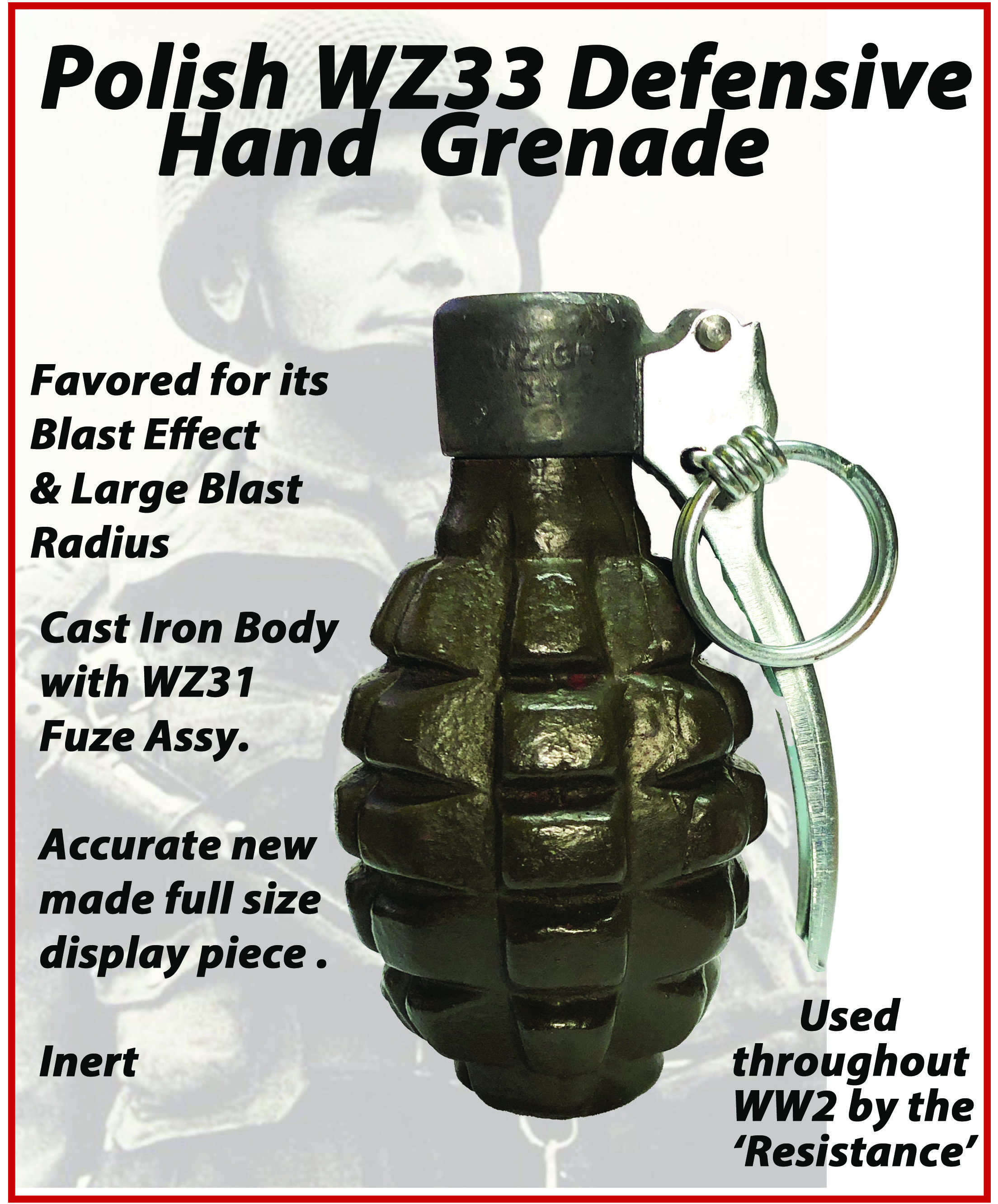 Gilles Sacksick、bolpot et grenade Polish WW2 Grenade Inert - SARCO, Inc