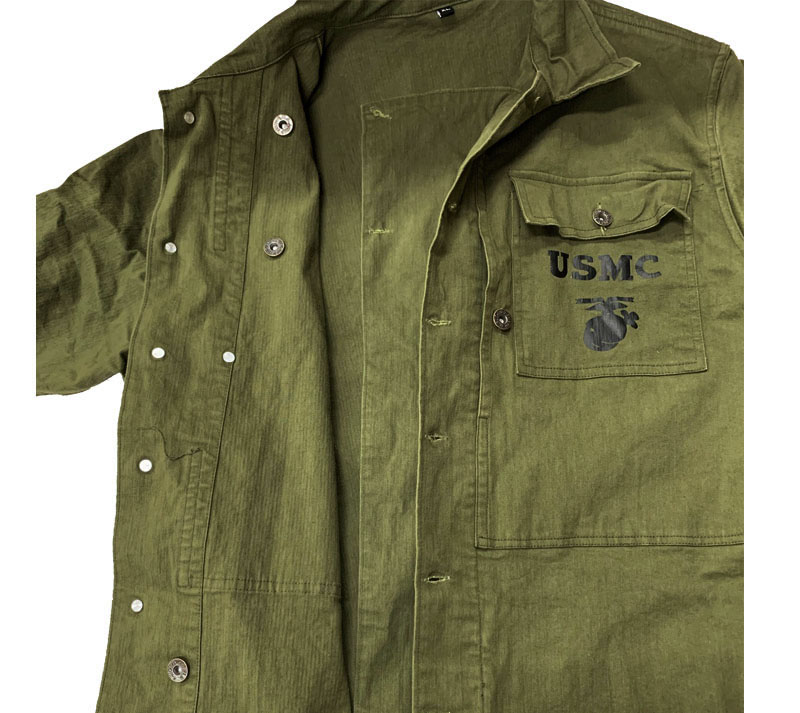 個人装備 WWII USMC 1st LT COMBAT SHIRTS original WW2 USMC Uniform Service Shirt Summer Khaki Cotton US Marine