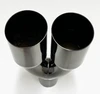 Exhaust Tip 2.50 In Inlet Dual 3.50 Dia Outlets 10.00 In Long Slant Black HT Stainless  Wesdon Exhaust Tip