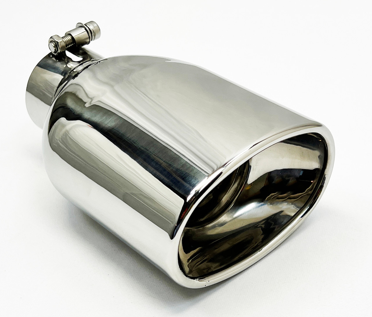 Exhaust Tip 5.50 x 3.5 OD Oval 7.50 Long 2.50 Inlet W550750-250-BOSS-SS Bolt On Double Wall 304 Stainless Steel Resonated Wesdon Exhaust Tip