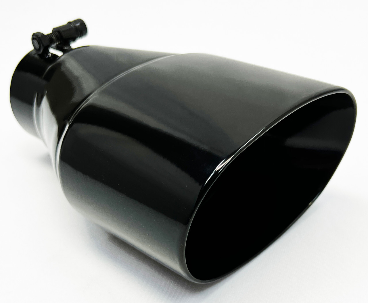 Exhaust Tip 3.00 Bolt On Inlet 5.50 X 3.50 OD Oval 8.00 Long  WDWO5508-300-BOSS-GBK-SS Double Wall 304 Stainless Gloss Black Wesdon  Exhaust Tip
