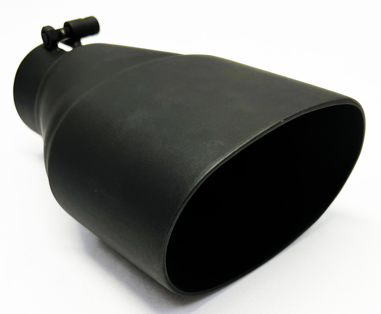 Exhaust Tip 3.00 Bolt On Inlet 5.50 X 3.50 OD Oval 8.00 Long  WDWO5508-300-BOSS-MBK-SS Double Wall 304 Stainless Matte Black Wesdon  Exhaust Tip