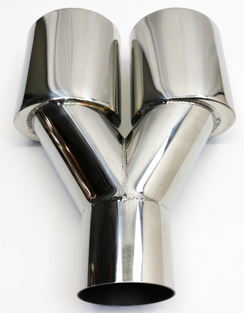 Exhaust Tip 2.25 Inlet Dual 3.00 Oval X 2.50 High Outlets 9.75 In Long  Resonated Polished 304 Stainless Steel WDOR30250975-225-HP-SS Wesdon  Exhaust