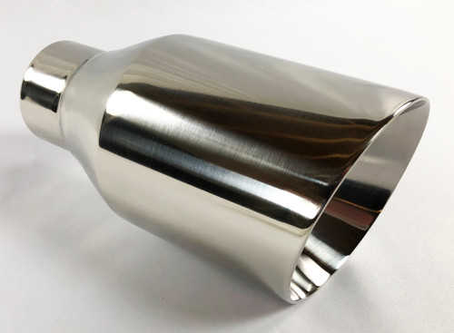 2.25" Inlet Twin 2.75 In Out 8.6" Long Round Rolled Stainless Steel Exhaust Tip - Foto 12