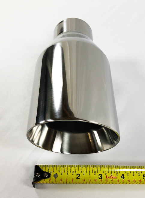 Wesdon Exhaust Tip 2.25" Inlet 4" Outlet 8" Long | Slant Angle Gloss Black Stainless Steel | Bolt-On Or Weld-On Fit