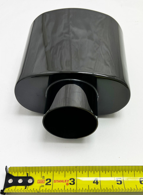 WestMotive 2-Pack Black Exhaust Tips - 2.5" Inlet, 4" Outlet, 12" Long, Stainless Steel, Bolt-On