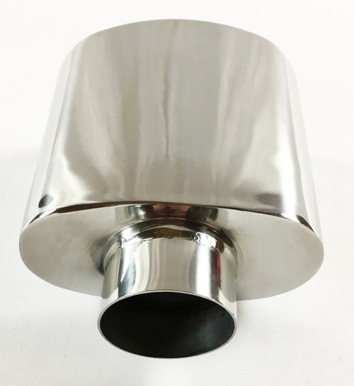 Exhaust Tip 2.25 Inlet 5.50 X 3.00 High 7.00 Lg Double Wall Rolled Oval  Split Resonated Stainless Steel WSR55007-225-RS-SS Wesdon Exhaust Tip