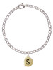 Capital Gold Tone Letter - S - Pebble Disc - Charm Bracelet