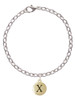 Capital Gold Tone Letter - X - Pebble Disc - Charm Bracelet