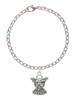 Antiqued Angel with Bow & Crystal Charm Bracelet