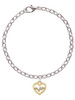 Gold Tone Heart - Crystal Heartbeat Charm Bracelet
