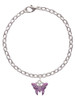Hot Purple Butterfly with 2 Crystals Charm Bracelet
