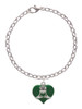 Large 2-D Claddagh on Green Heart Charm Bracelet