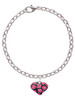 Hot Pink Cheetah Print Heart Charm Bracelet