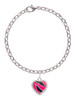 Hot Pink Zebra Print Heart Charm Bracelet