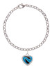 Hot Blue Zebra Print Heart Charm Bracelet