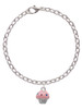 Small Pink Cupcake with Crystal Sprinkles Charm Bracelet