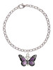Large Purple Butterfly with 6 AB Crystals Charm Bracelet