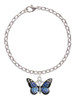 Large Blue Butterfly with 6 AB Crystals Charm Bracelet