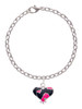 Hot Pink Large Cheetah Print Heart Charm Bracelet