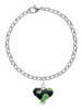 Lime Green Large Cheetah Print Heart Charm Bracelet