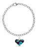 Hot Blue Large Cheetah Print Heart Charm Bracelet