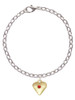 Large July - Red Crystal Gold Tone Heart Charm Bracelet