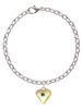 Large December - Teal Crystal Gold Tone Heart Charm Bracelet