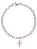 Small Pink Crystal Cross Charm Bracelet