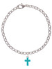 Small Teal Crystal Cross Charm Bracelet