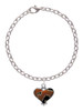 Two Tone Enamel Cheetah Print Heart Charm Bracelet