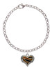 Two Tone Enamel Tiger Print Heart Charm Bracelet